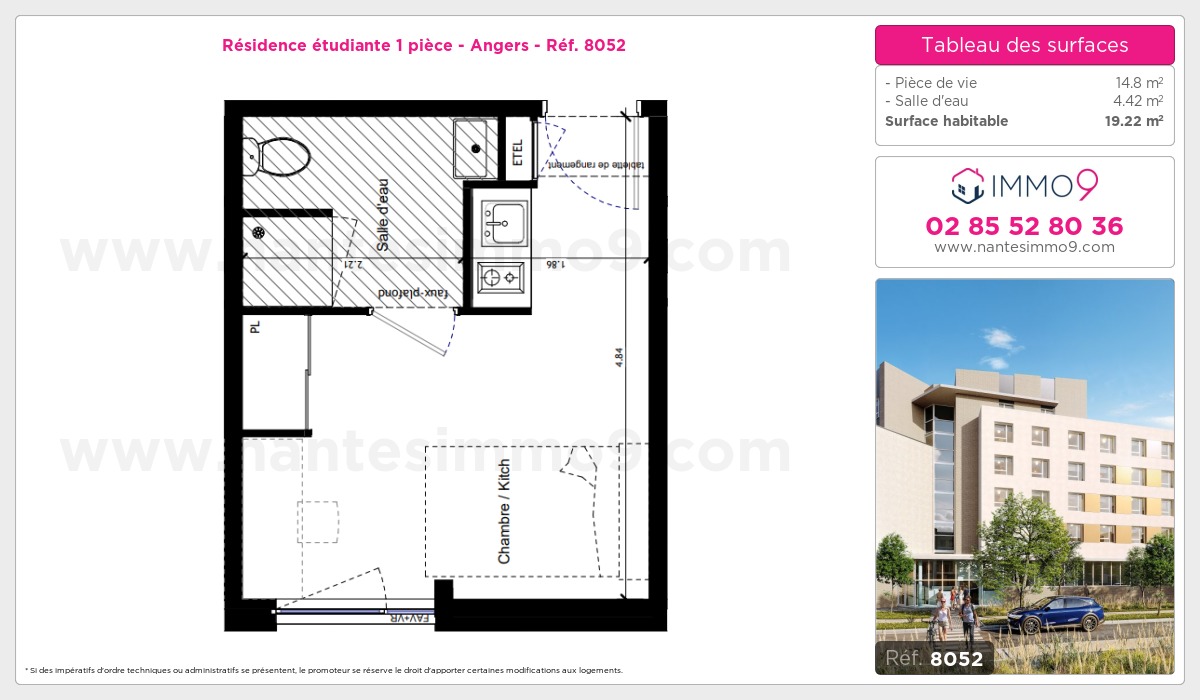 Plan et surfaces, Programme neuf Angers Référence n° 8052