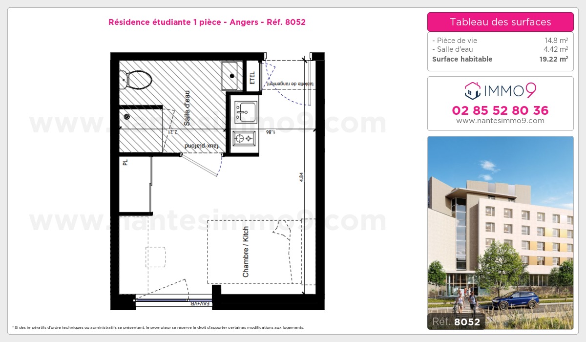 Plan et surfaces, Programme neuf Angers Référence n° 8052