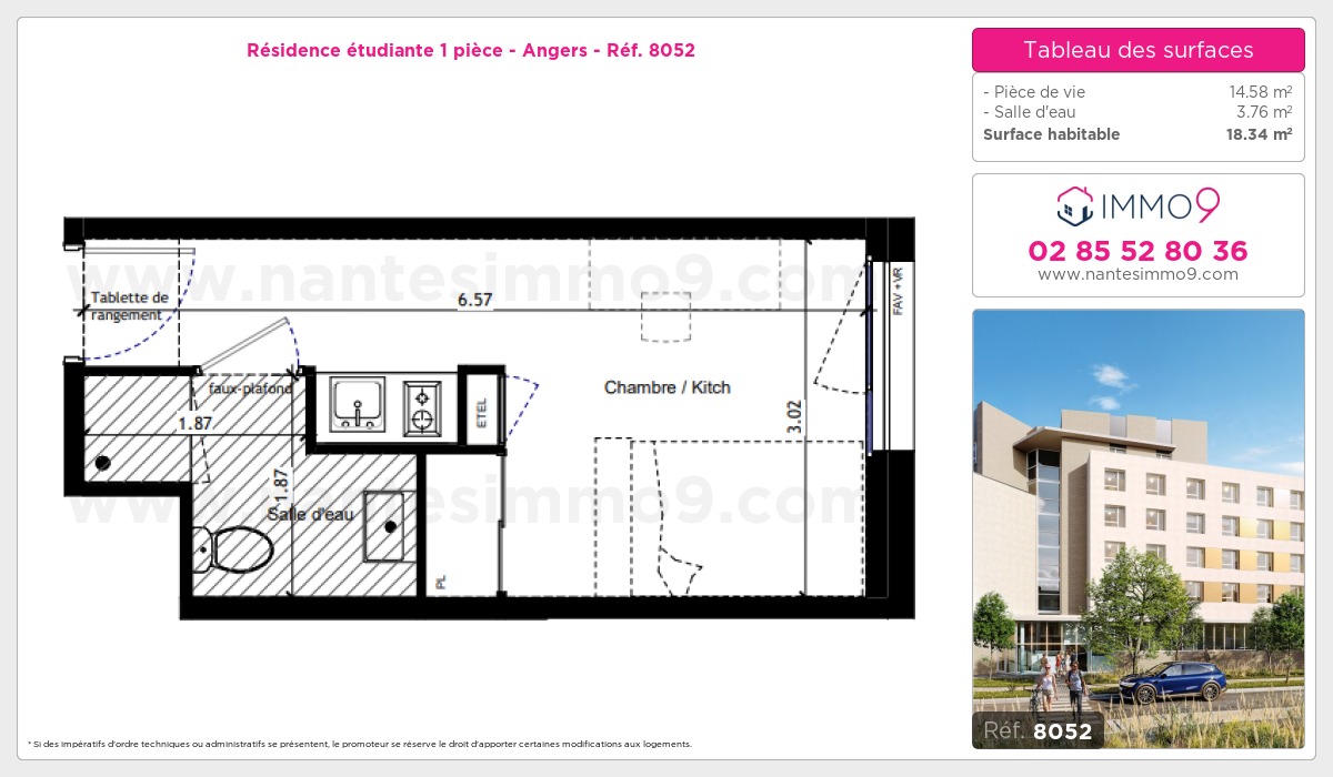 Plan et surfaces, Programme neuf Angers Référence n° 8052