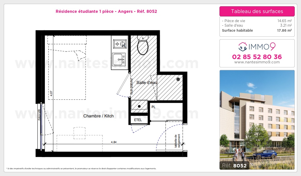 Plan et surfaces, Programme neuf Angers Référence n° 8052