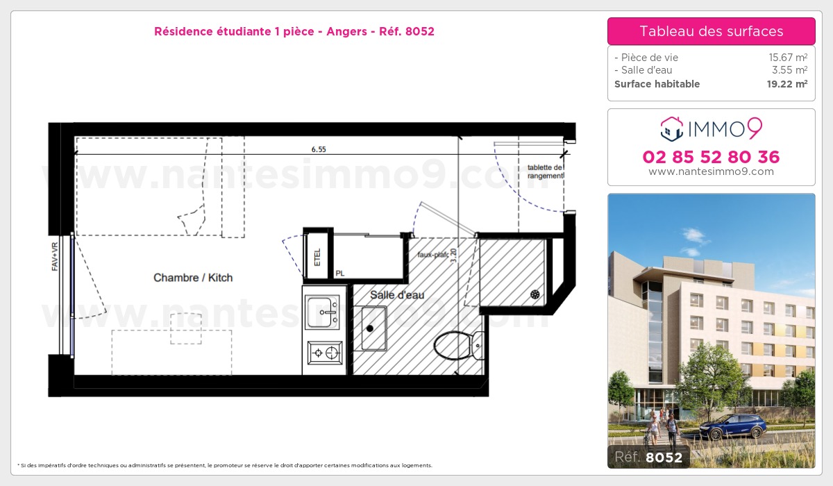 Plan et surfaces, Programme neuf Angers Référence n° 8052
