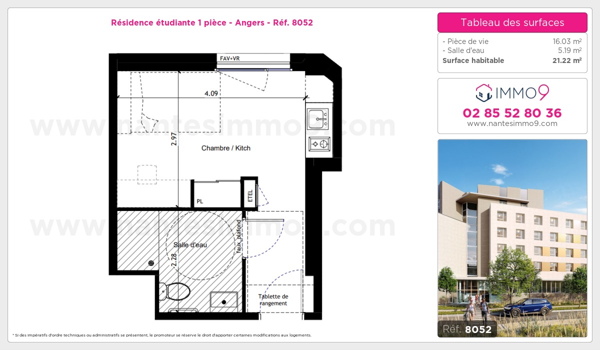 Plan et surfaces, Programme neuf Angers Référence n° 8052