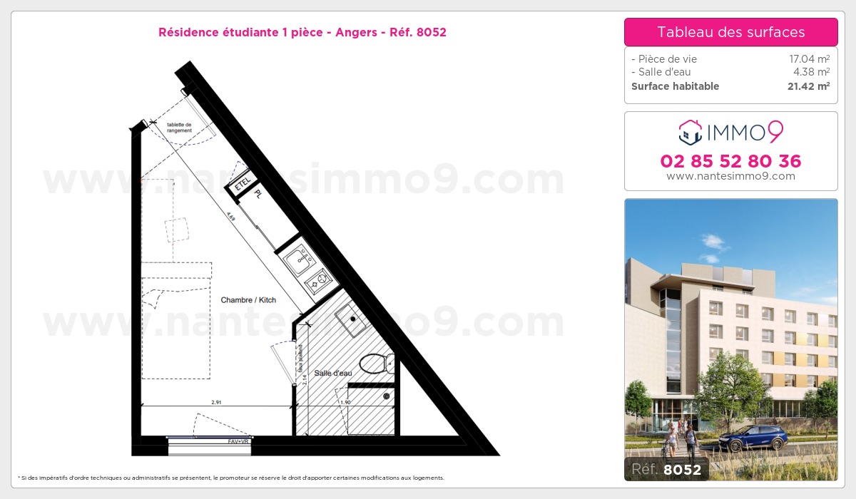 Plan et surfaces, Programme neuf Angers Référence n° 8052
