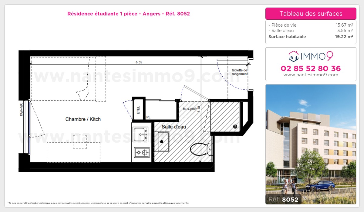 Plan et surfaces, Programme neuf Angers Référence n° 8052