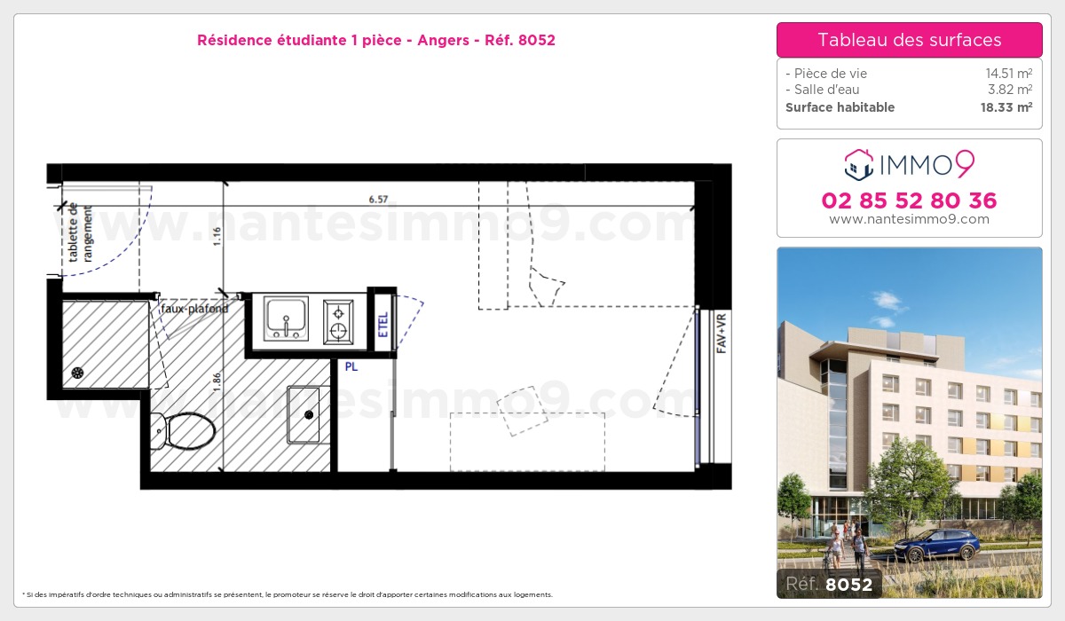 Plan et surfaces, Programme neuf Angers Référence n° 8052