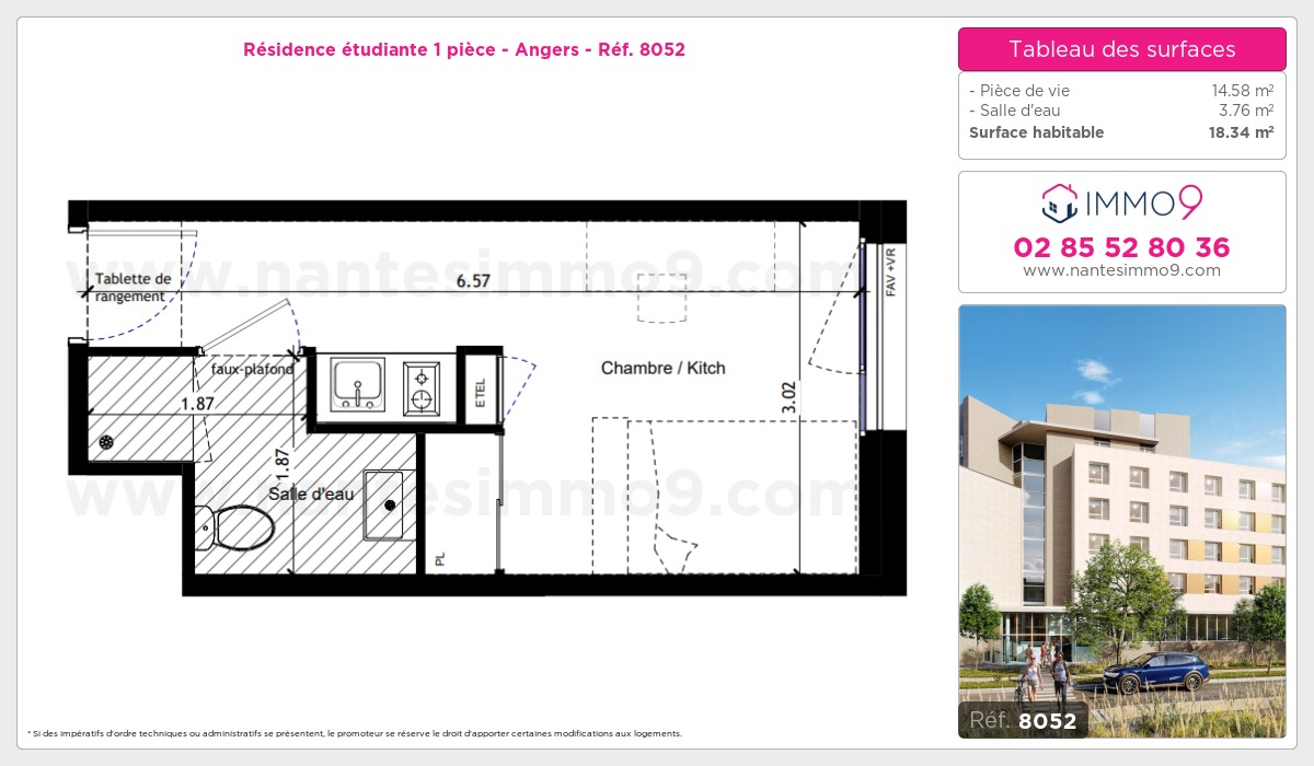 Plan et surfaces, Programme neuf Angers Référence n° 8052