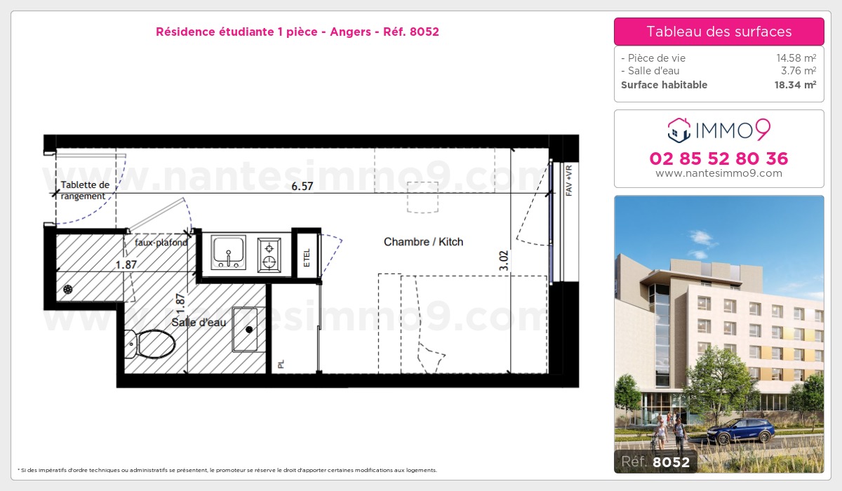 Plan et surfaces, Programme neuf Angers Référence n° 8052