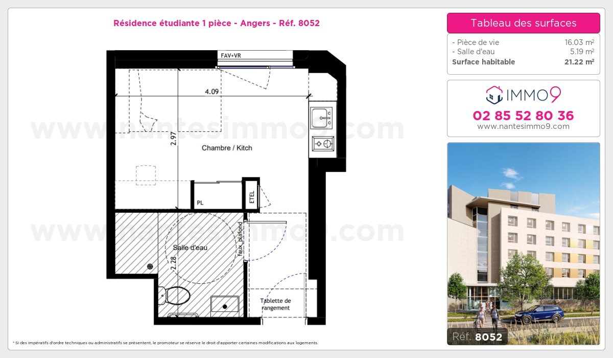 Plan et surfaces, Programme neuf Angers Référence n° 8052
