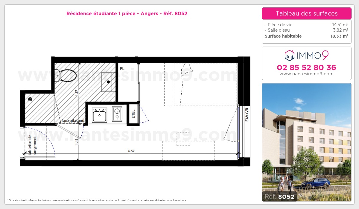 Plan et surfaces, Programme neuf Angers Référence n° 8052