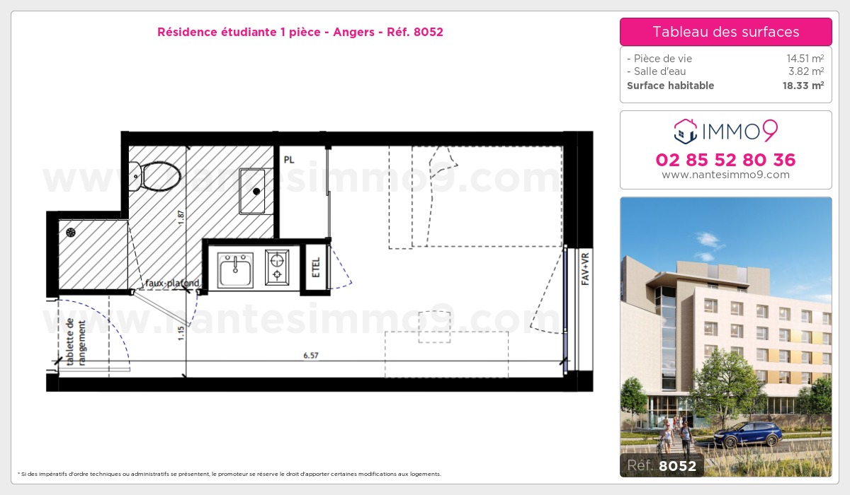 Plan et surfaces, Programme neuf Angers Référence n° 8052