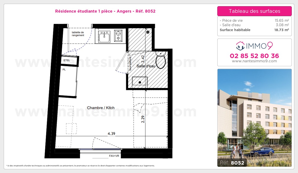 Plan et surfaces, Programme neuf Angers Référence n° 8052