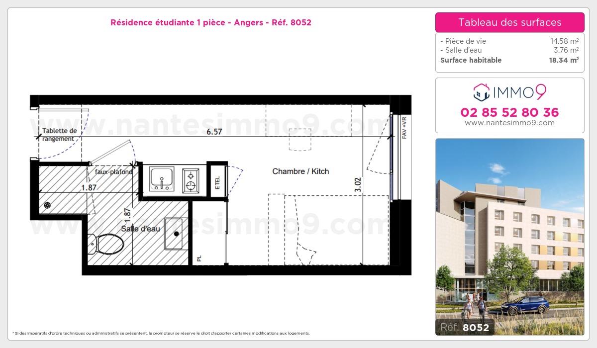 Plan et surfaces, Programme neuf Angers Référence n° 8052