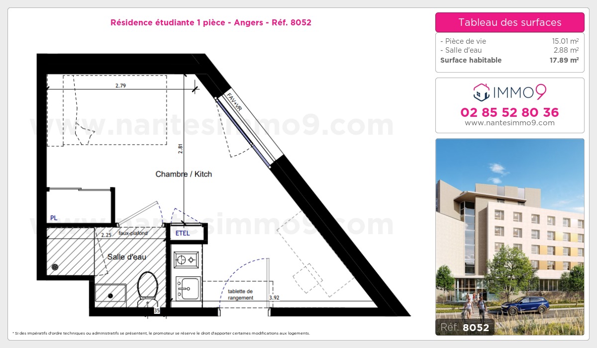 Plan et surfaces, Programme neuf Angers Référence n° 8052