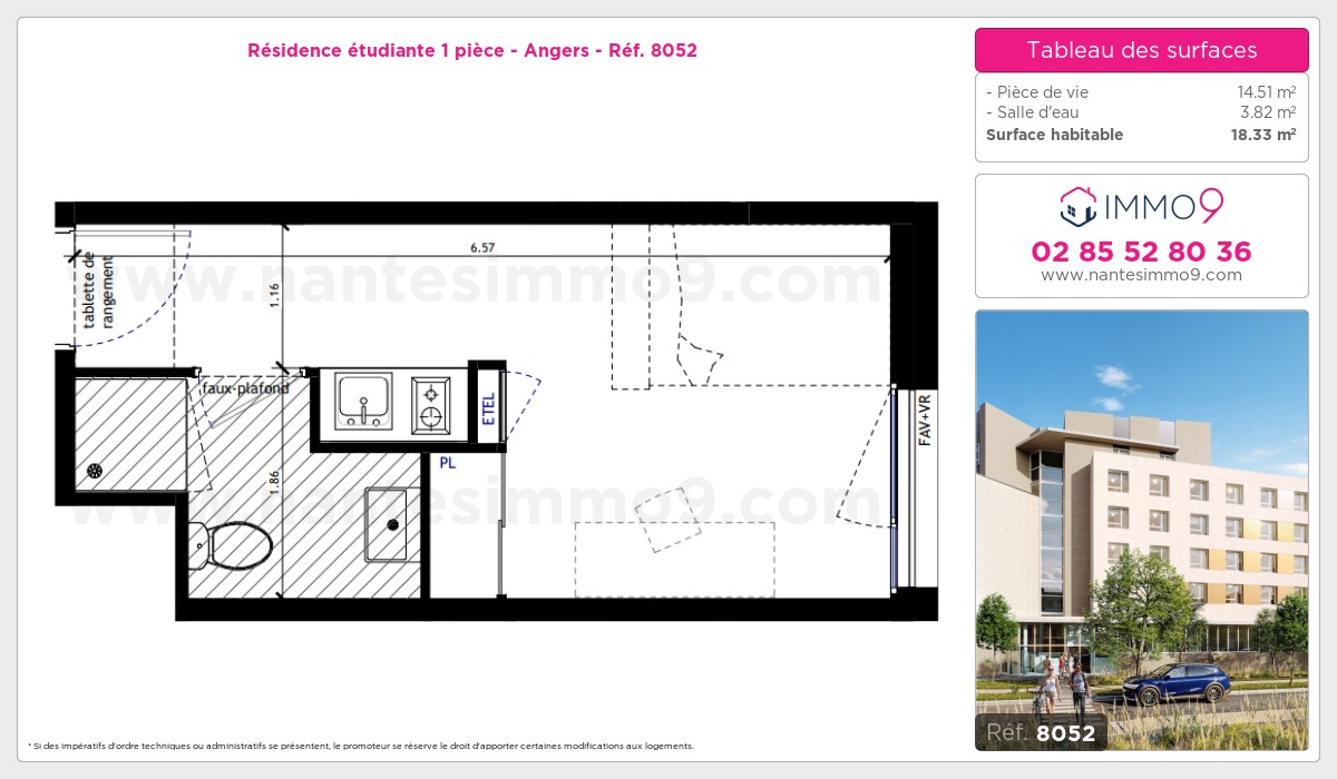 Plan et surfaces, Programme neuf Angers Référence n° 8052