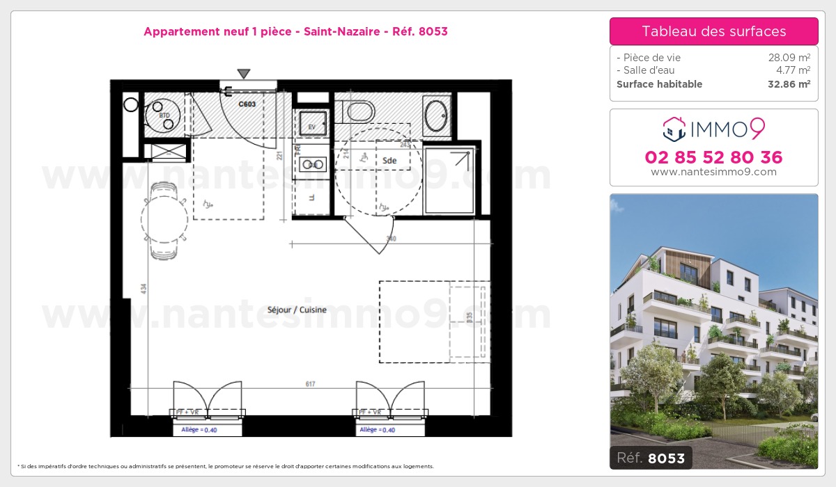Plan et surfaces, Programme neuf Saint-Nazaire Référence n° 8053