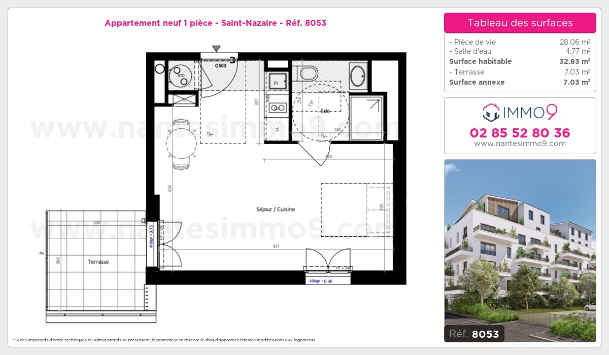 Plan et surfaces, Programme neuf Saint-Nazaire Référence n° 8053