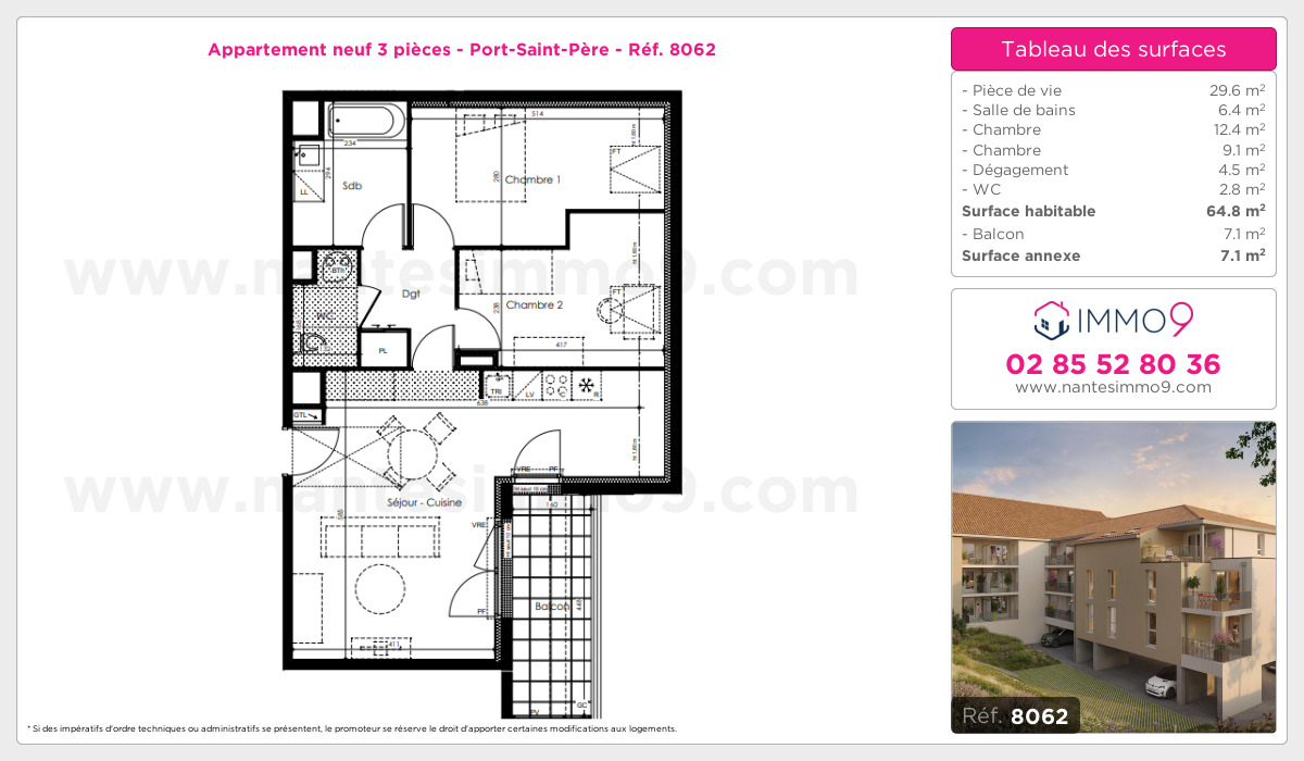 Plan et surfaces, Programme neuf Port-Saint-Père Référence n° 8062