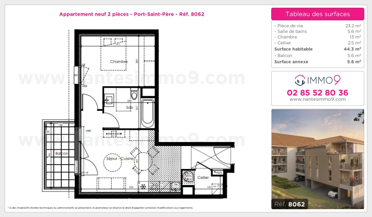 Plan et surfaces, Programme neuf Port-Saint-Père Référence n° 8062
