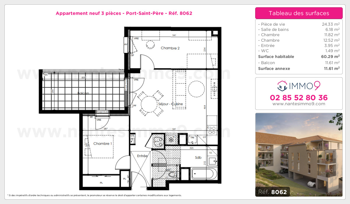Plan et surfaces, Programme neuf Port-Saint-Père Référence n° 8062