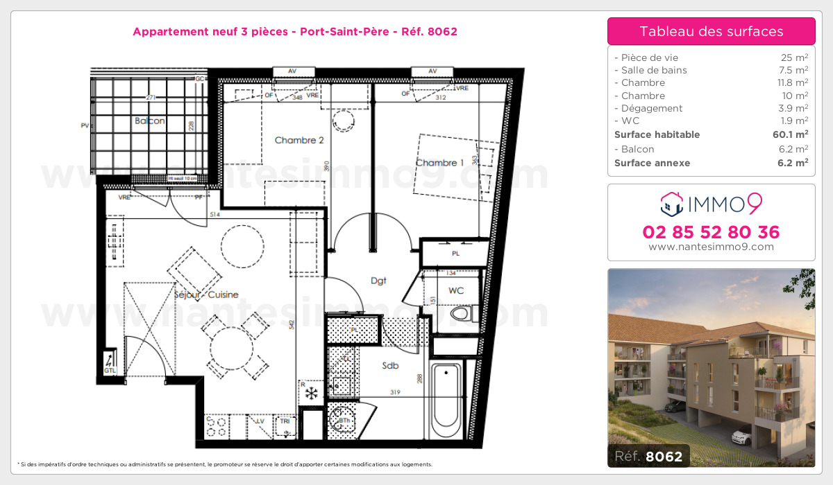 Plan et surfaces, Programme neuf Port-Saint-Père Référence n° 8062