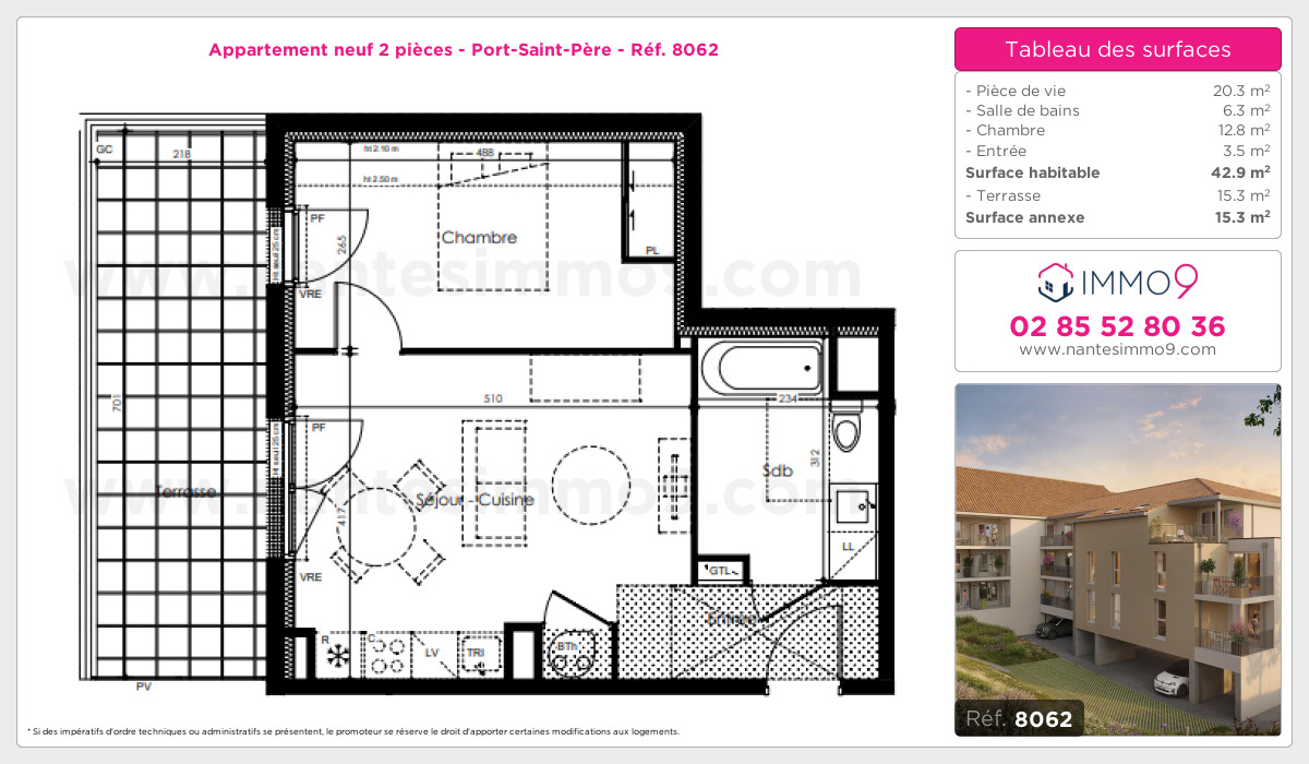 Plan et surfaces, Programme neuf Port-Saint-Père Référence n° 8062