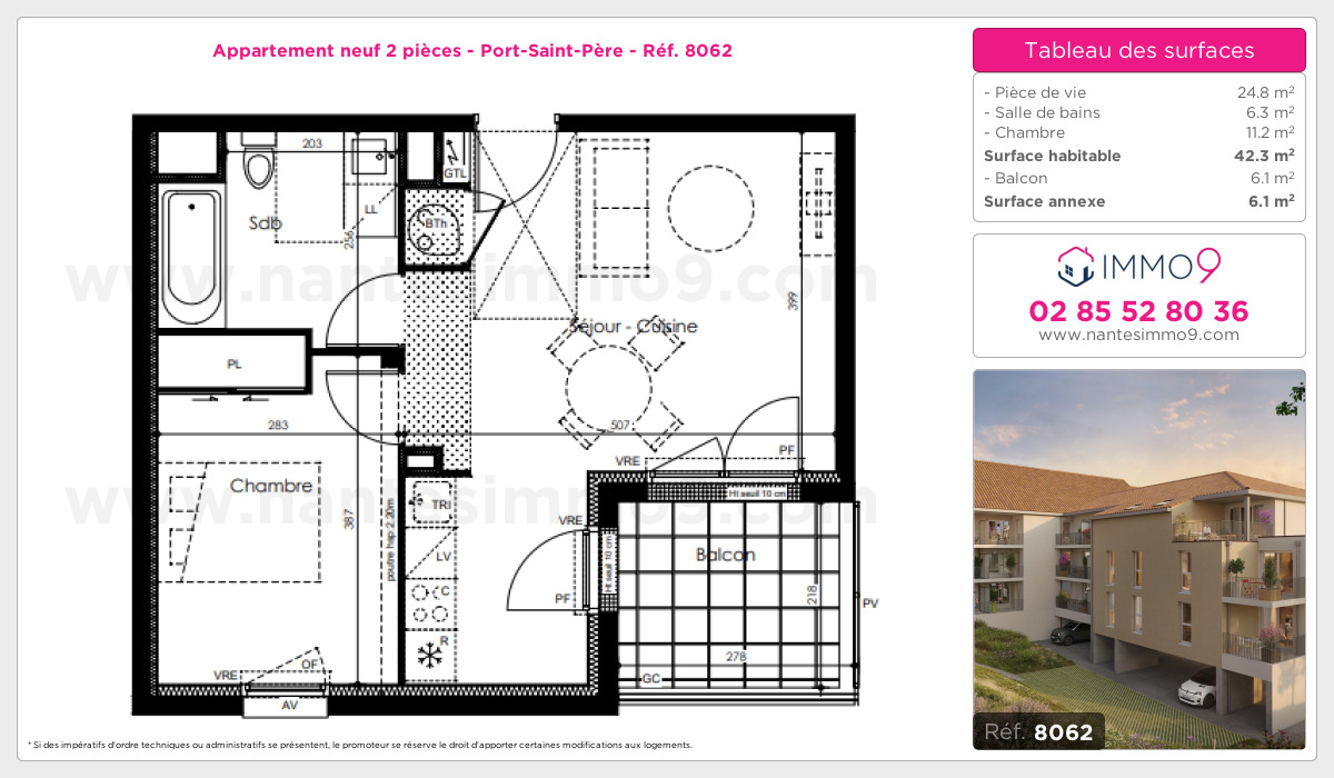 Plan et surfaces, Programme neuf Port-Saint-Père Référence n° 8062