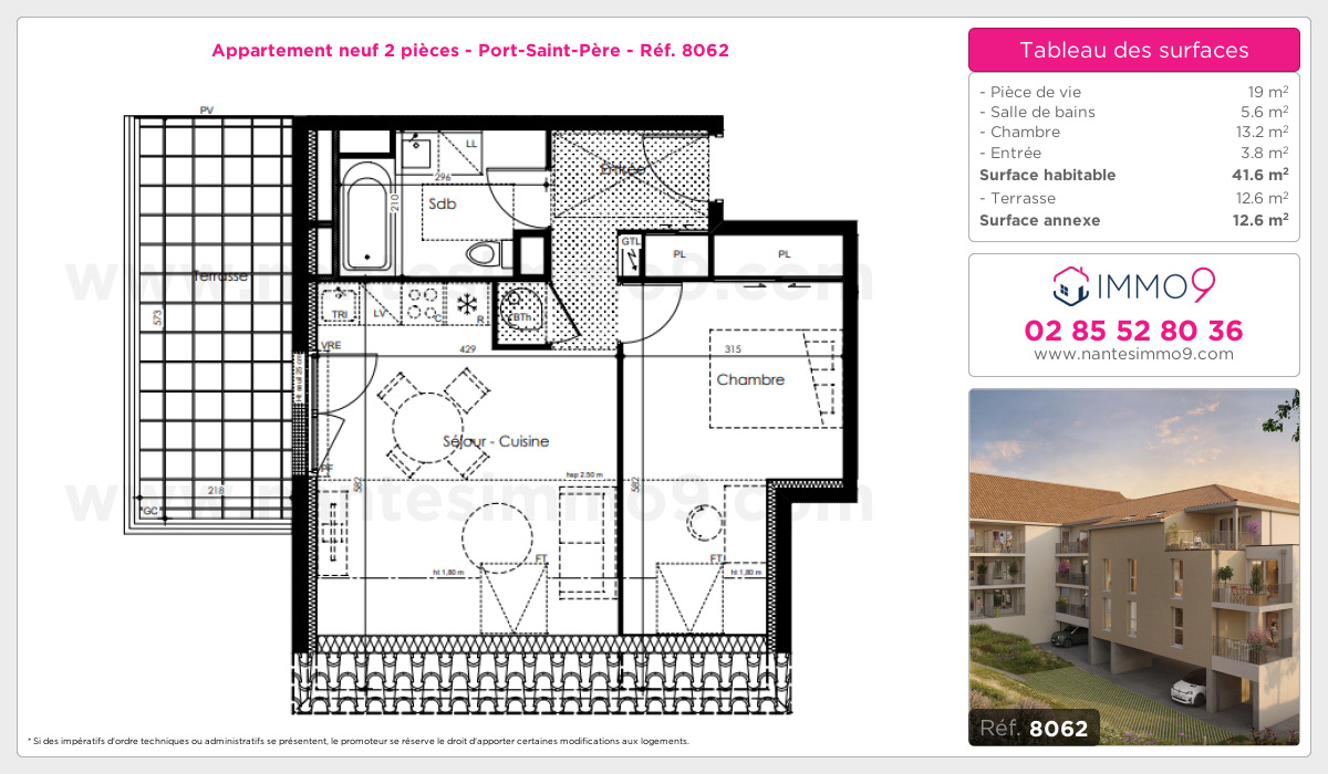 Plan et surfaces, Programme neuf Port-Saint-Père Référence n° 8062