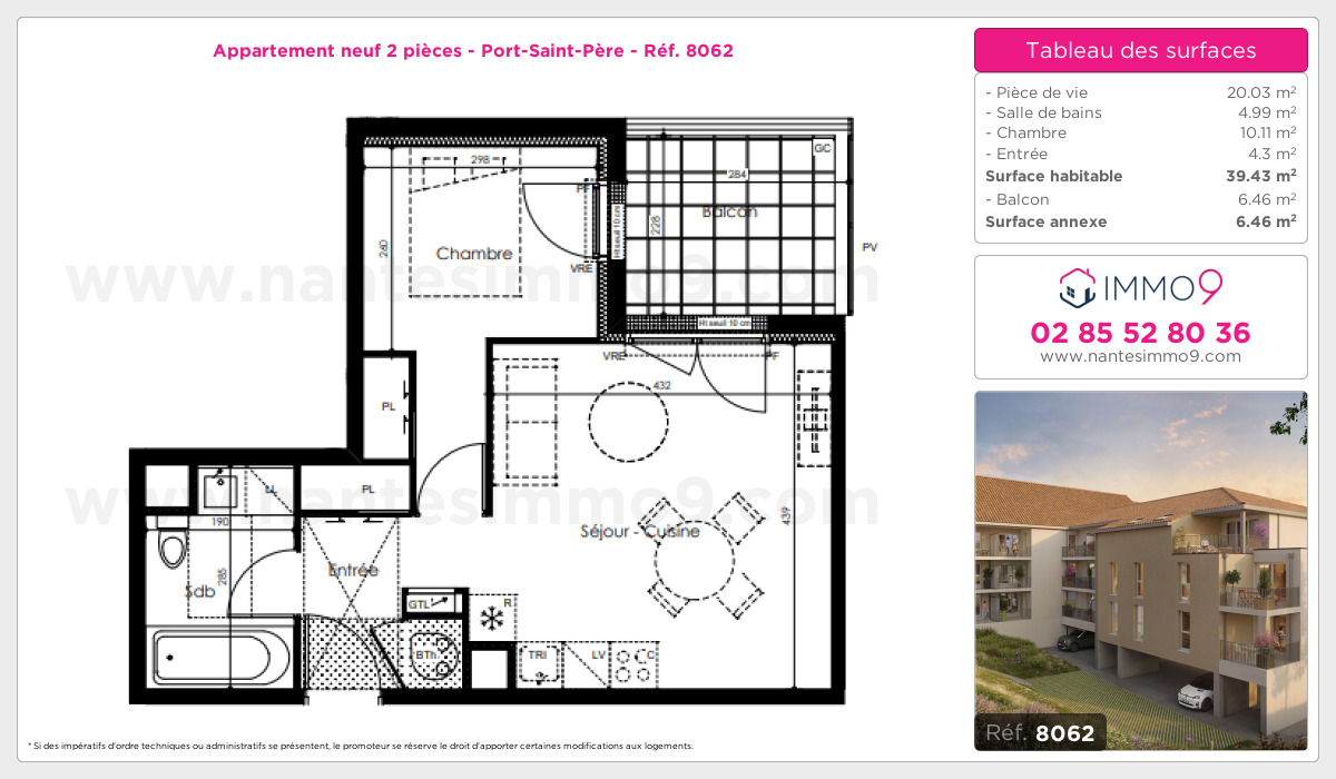 Plan et surfaces, Programme neuf Port-Saint-Père Référence n° 8062