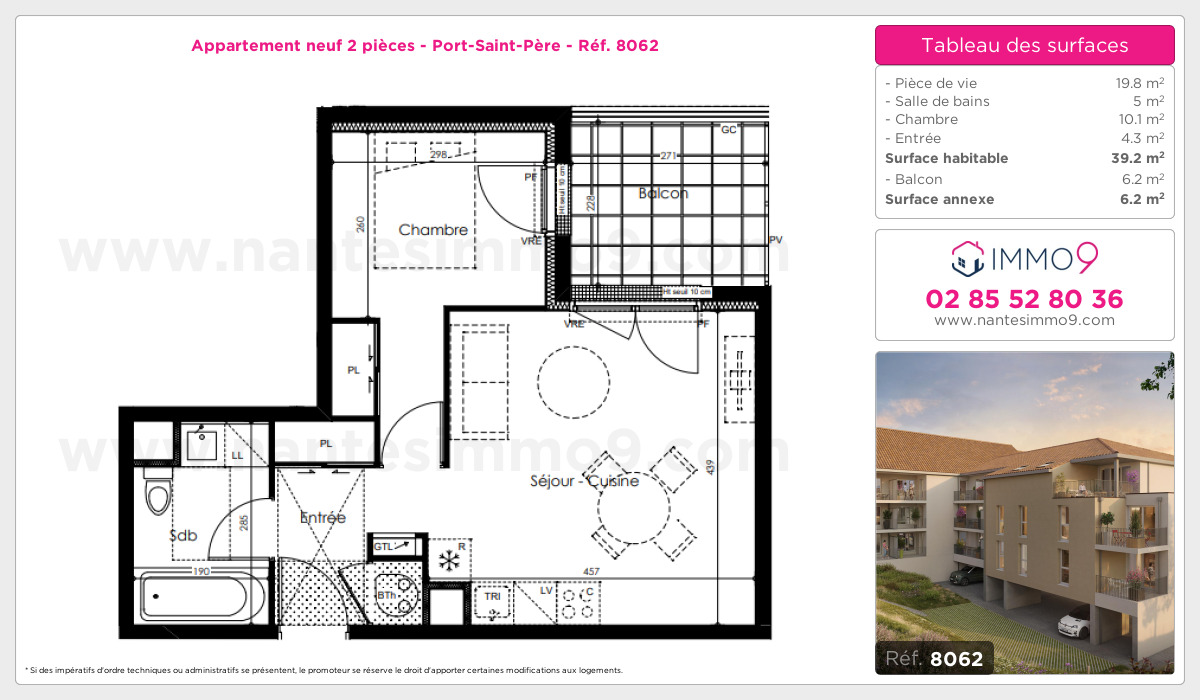 Plan et surfaces, Programme neuf Port-Saint-Père Référence n° 8062