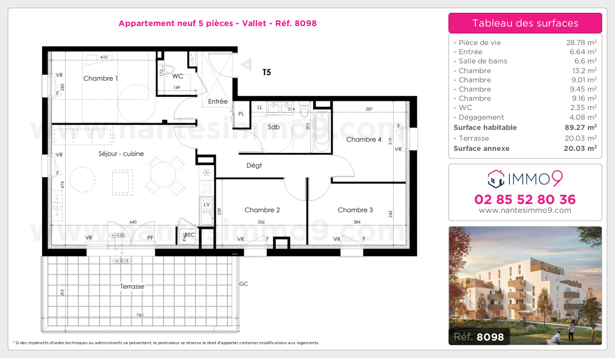 Plan et surfaces, Programme neuf Vallet Référence n° 8098