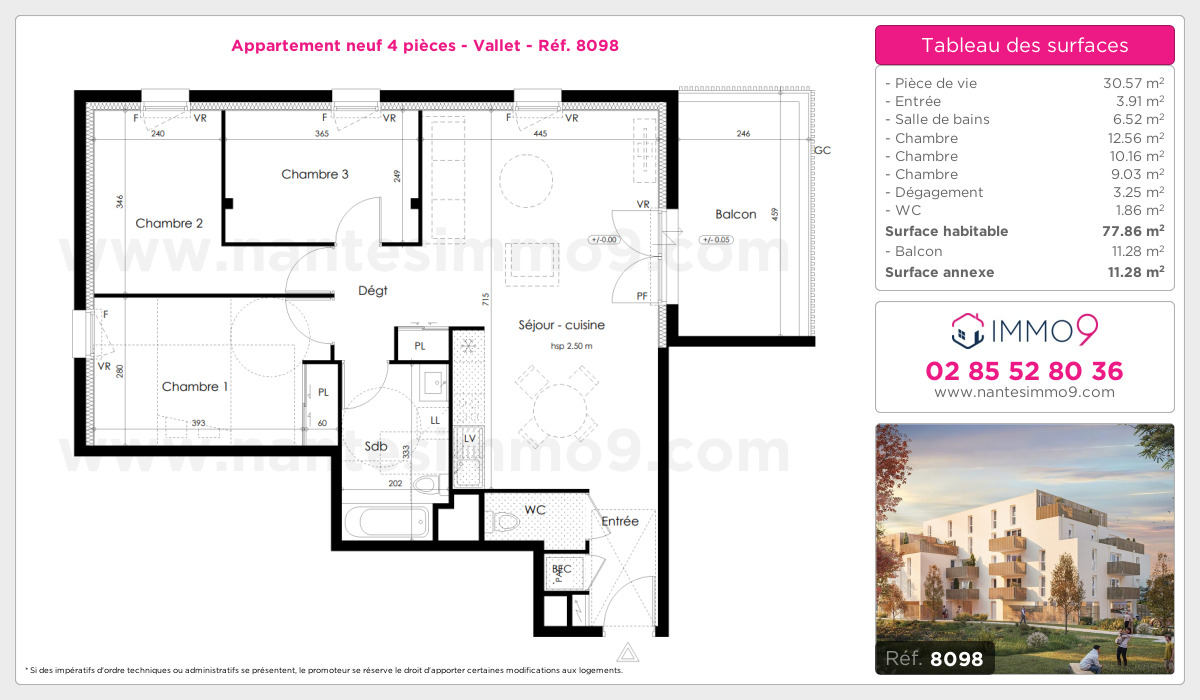 Plan et surfaces, Programme neuf Vallet Référence n° 8098