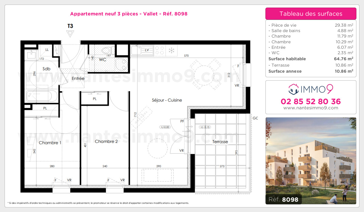 Plan et surfaces, Programme neuf Vallet Référence n° 8098