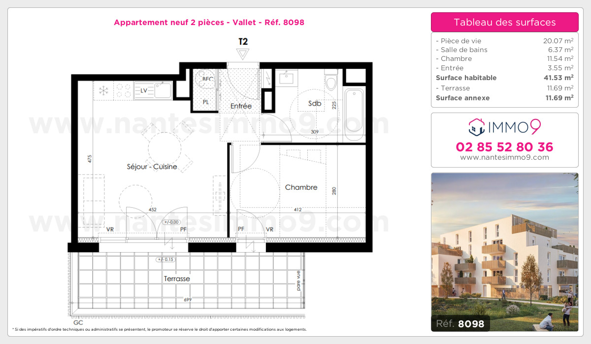 Plan et surfaces, Programme neuf Vallet Référence n° 8098