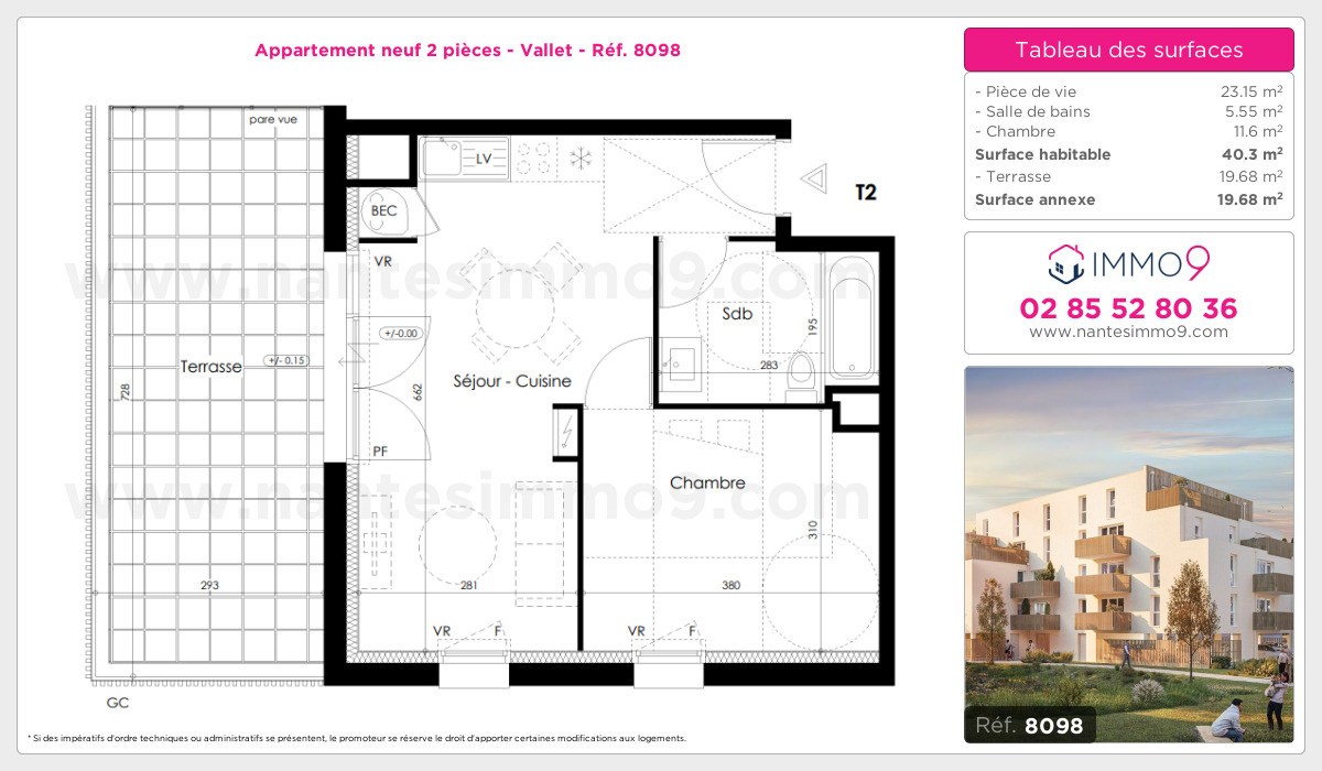Plan et surfaces, Programme neuf Vallet Référence n° 8098