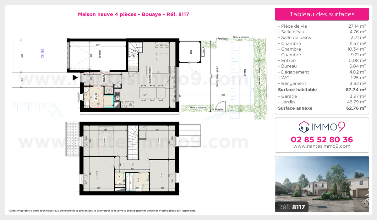 Plan et surfaces, Programme neuf Bouaye Référence n° 8117