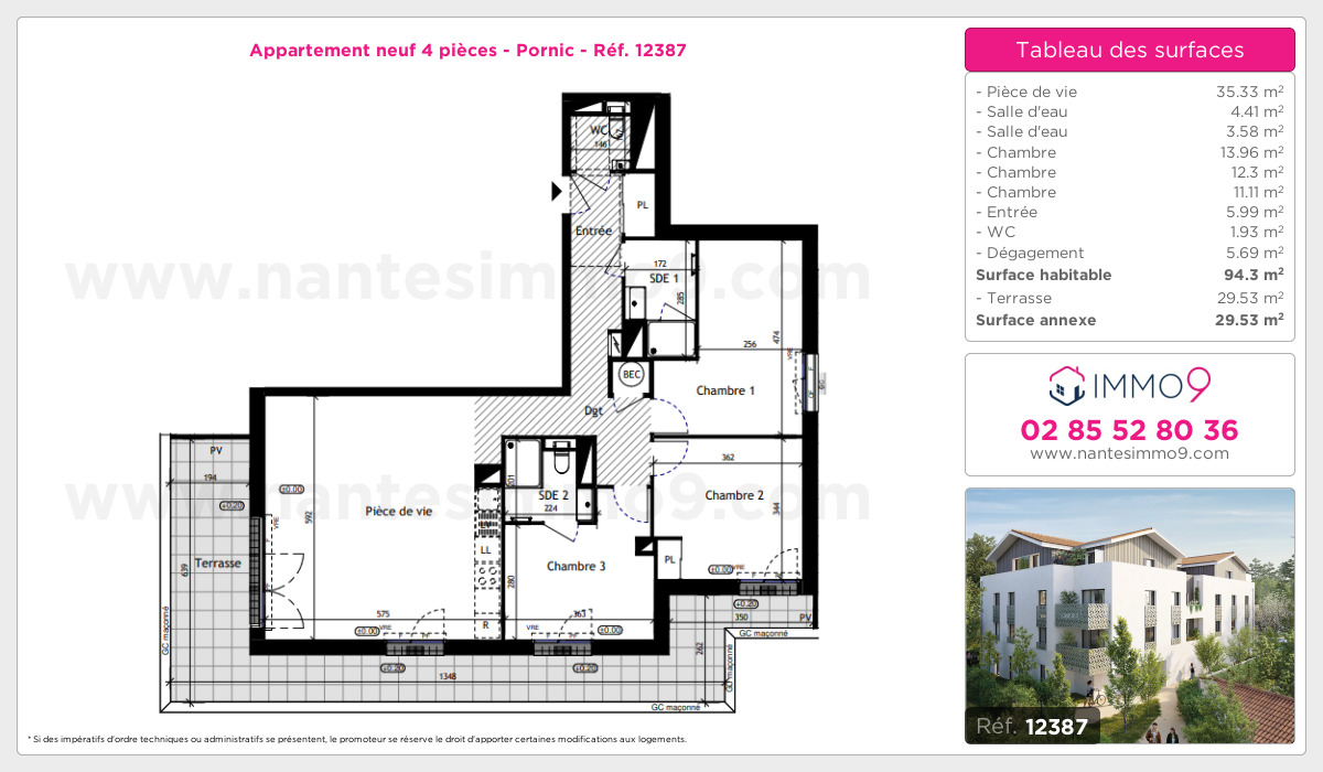 Plan et surfaces, Programme neuf Pornic Référence n° 12387