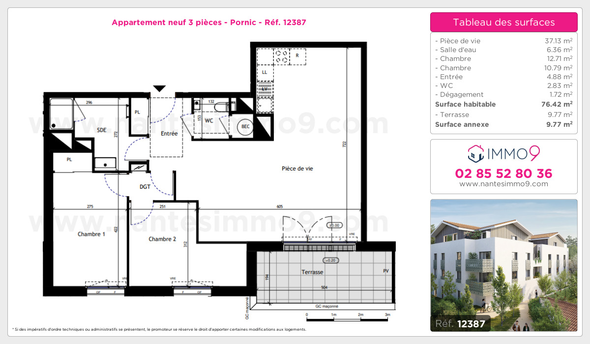 Plan et surfaces, Programme neuf Pornic Référence n° 12387