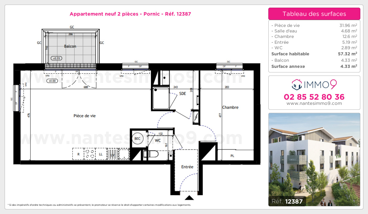 Plan et surfaces, Programme neuf Pornic Référence n° 12387