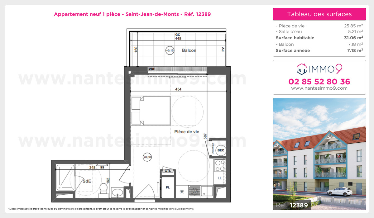 Plan et surfaces, Programme neuf Saint-Jean-de-Monts Référence n° 12389