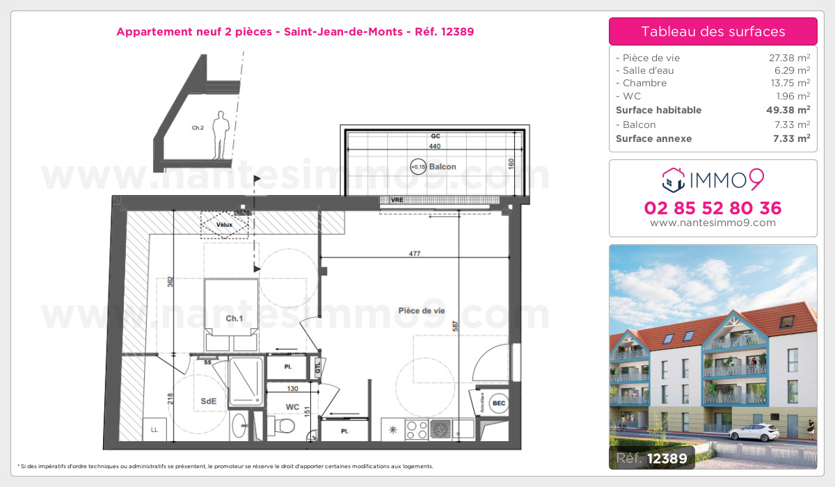 Plan et surfaces, Programme neuf Saint-Jean-de-Monts Référence n° 12389
