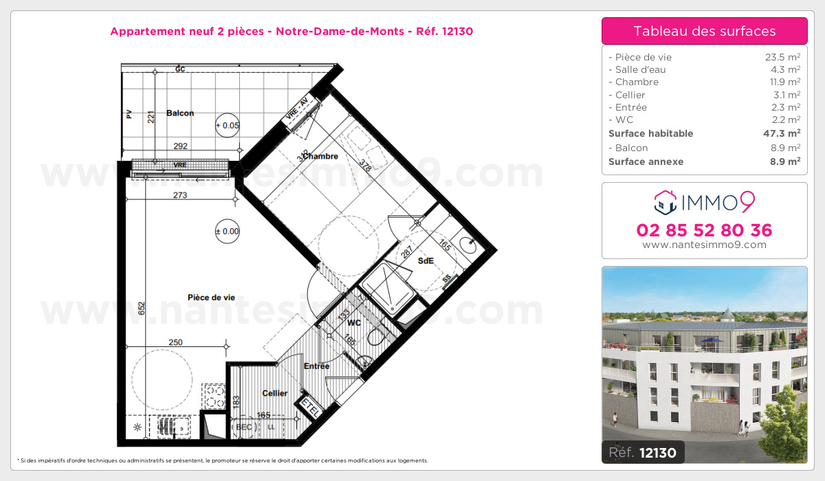 Plan et surfaces, Programme neuf Notre-Dame-de-Monts Référence n° 12130