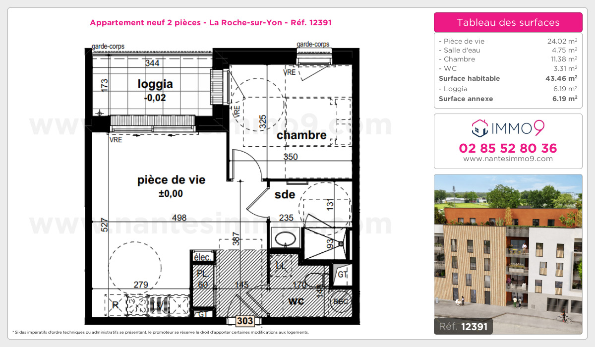 Plan et surfaces, Programme neuf Roche-sur-Yon Référence n° 12391