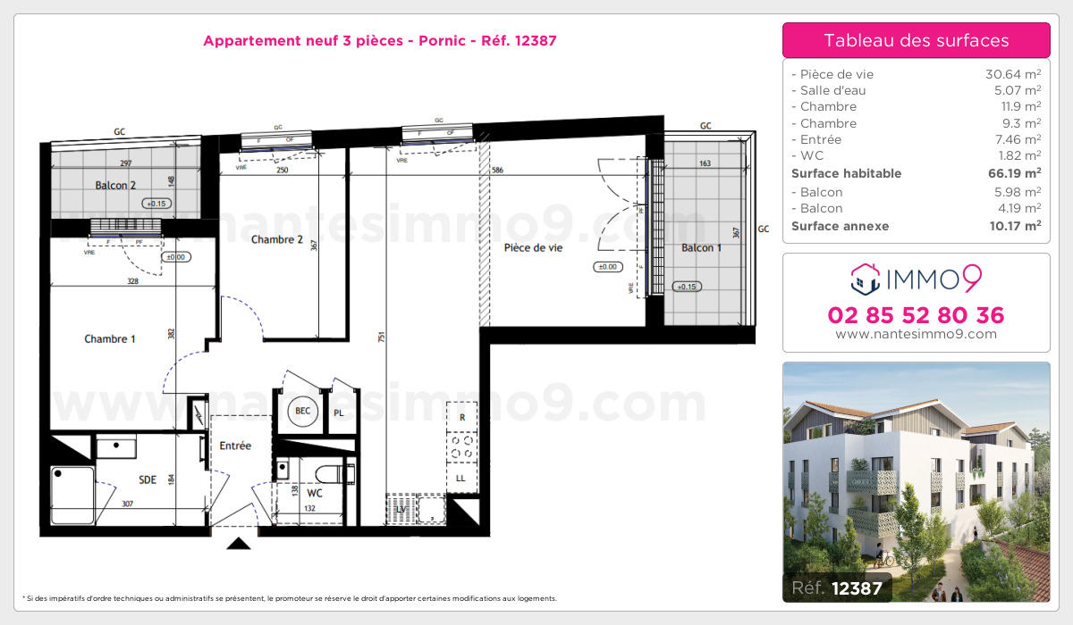 Plan et surfaces, Programme neuf Pornic Référence n° 12387