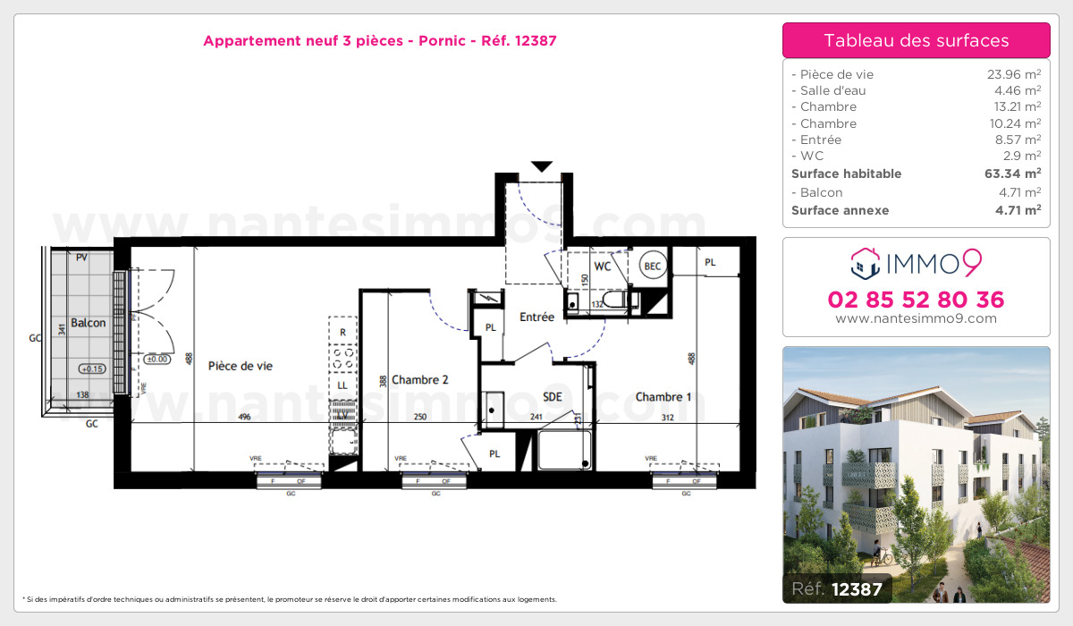 Plan et surfaces, Programme neuf Pornic Référence n° 12387