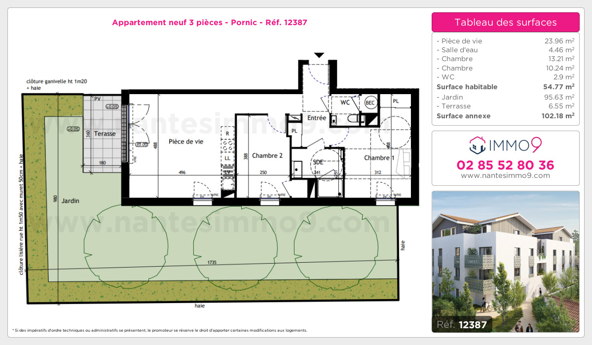 Plan et surfaces, Programme neuf Pornic Référence n° 12387