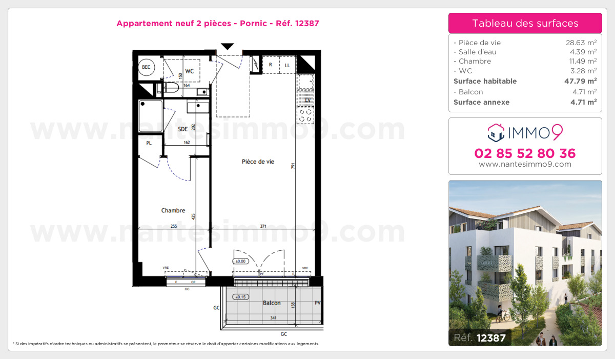 Plan et surfaces, Programme neuf Pornic Référence n° 12387