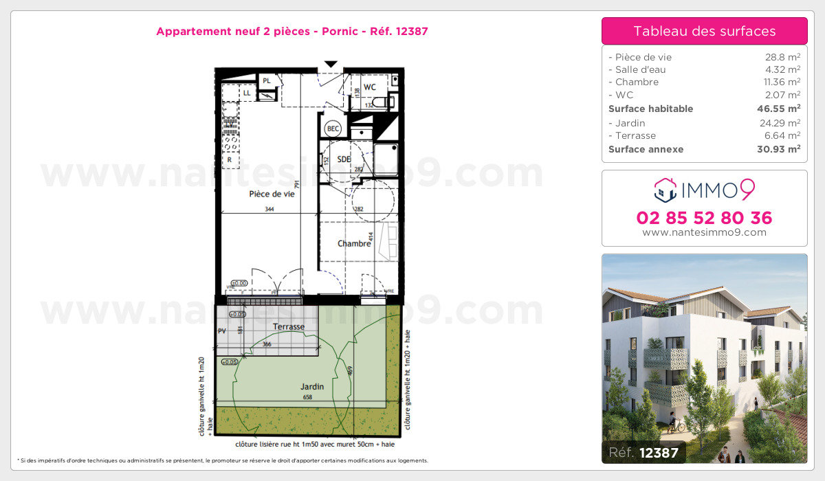 Plan et surfaces, Programme neuf Pornic Référence n° 12387