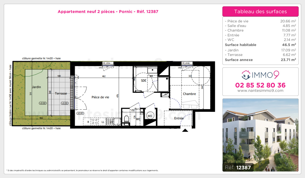 Plan et surfaces, Programme neuf Pornic Référence n° 12387