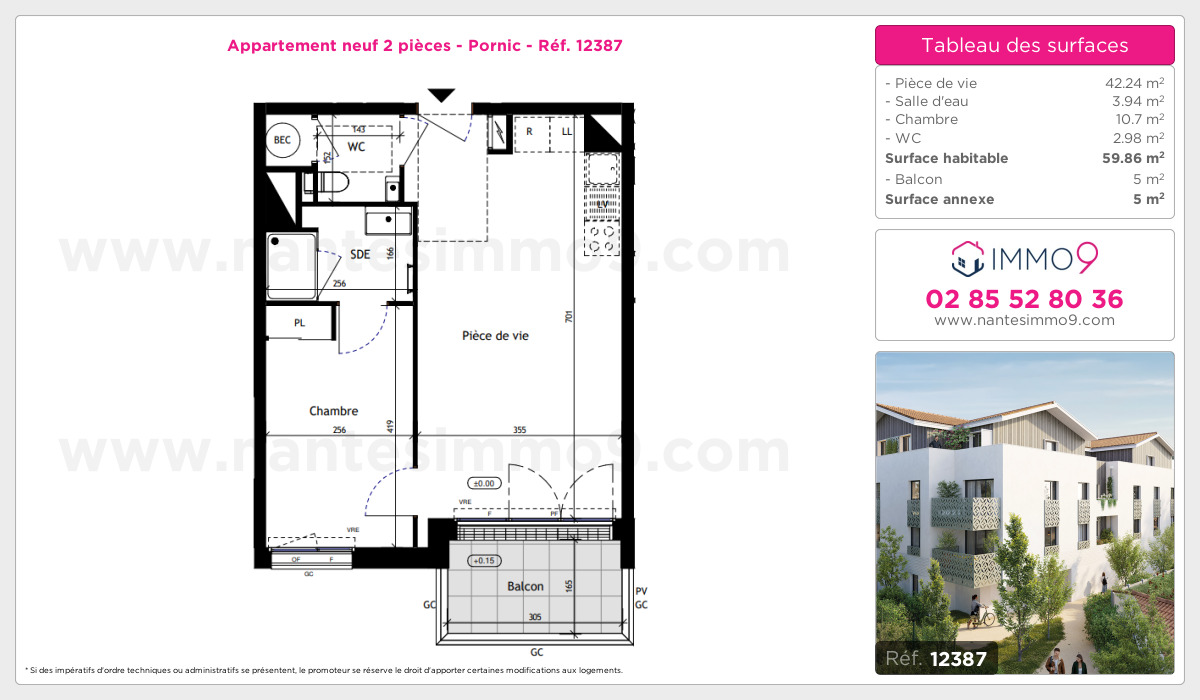 Plan et surfaces, Programme neuf Pornic Référence n° 12387