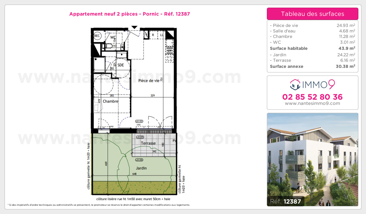 Plan et surfaces, Programme neuf Pornic Référence n° 12387